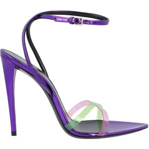 Saint Laurent Sandalen - Gippy Patent Leather And Plexi Sandals Purple in paars