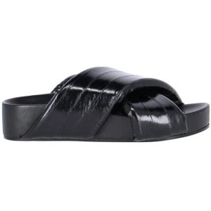 Jil Sander Sandalen - Crisscross Black Leather Sandals in zwart