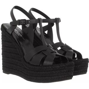 Saint Laurent Sandalen - Tribute Wedge Espadrilles in zwart