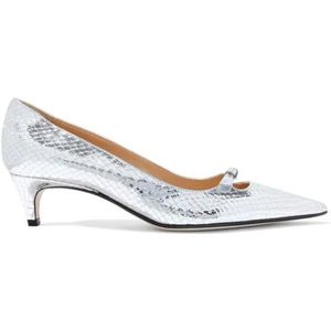 sergio rossi Hoge hakken - Isobel 045 Leather Pumps With Pointed Toe And Bow in zilver