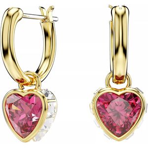 Swarovski Oorbellen - Chroma drop earrings, Heart, Gold-tone plated in red