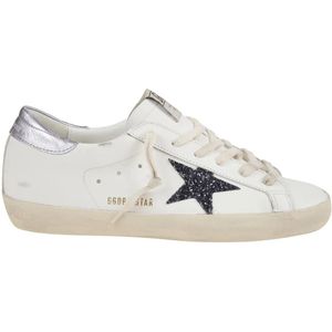 Golden Goose Low-Top Sneakers - White, Black And Lilac Leather Sneakers in wit