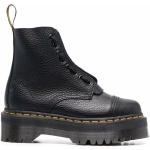 Dr. Martens Boots - Black Leather Platform Boots in zwart