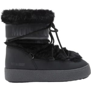 Moonboot Boots - Mid-Height Black Boots With Furry Upper in zwart