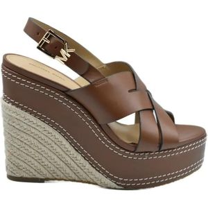 Michael Kors Sandalen - Laced Wedge Shoes With Woven Jute Base in bruin