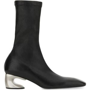 Jil Sander Boots - Ankle-High Leather Boots With Sculptural Heel in zwart