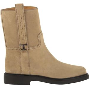 Tod's Boots - Suede Ankle Boot With T Accessory in beige