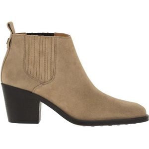 Tod's Boots - Suede Calfskin Ankle Boot With Elastic Inserts in beige