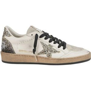 Golden Goose Low-Top Sneakers - Black Vintage Leather Sneakers With Silver Star in wit