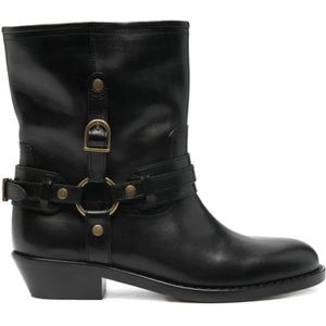 Isabel Marant Boots - Black Ankle Boots With Decorative Straps in zwart