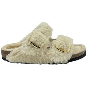 Birkenstock Sandalen - Shearling Teddy Sandals With Adjustable Gold Buckl in beige