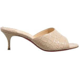 Christian Louboutin Slippers & Mules - East Mock Croc Mules in beige