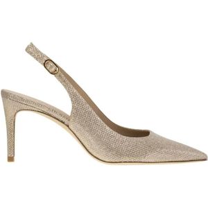Stuart Weitzman Sandalen - Stuart Power - Metallised Fabric Slingback in beige