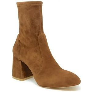 Stuart Weitzman Boots - Coffee Suede Flareblock 85 Stretch Bootie in bruin