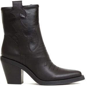Ash Boots - Smooth Black Leather Ankle Boots With Decorative S in zwart
