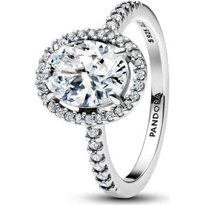 Pandora Ringen - Oval Sparkling Halo Statement Ring in silver