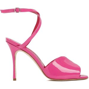 Manolo Blahnik Sandalen - Pink Patent Calf Leather Hourani Sandal in roze