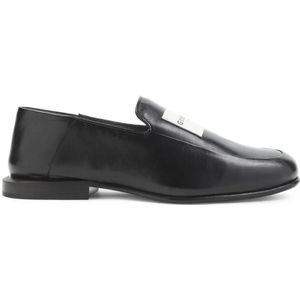 - Lamb Leather Loafers With Distinctive Branding in zwart