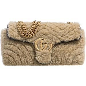Gucci Hobo bags - Shearling Small Marmont Shoulder Bag in beige