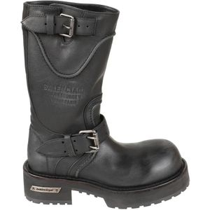 Balenciaga Boots - Mid-Calf Black Leather Boots With Adjustable Buckl in zwart