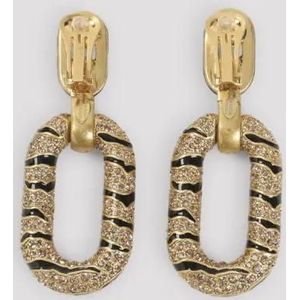 Roberto Cavalli Oorbellen - Zebra Pattern Clip-On Earrings in gold