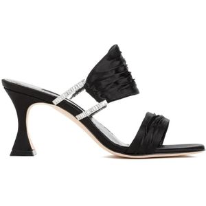 Manolo Blahnik Sandalen - Black Satin Chinap Sandal in zwart
