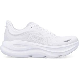 Hoka Low-Top Sneakers - Bondi 9 Cushioned White Mesh Sneakers in wit