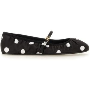 - Printed Satin Ballerina in zwart