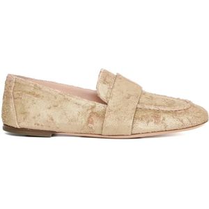- Laser-Cut Leather Mocassini With Memory Foam Insol in beige