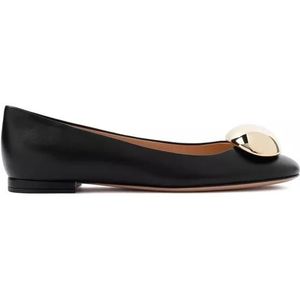 - Black Nappa Leather Ballerina in zwart