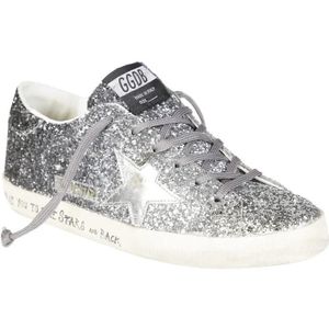 Golden Goose Low-Top Sneakers - Superstar Classic With List Glitter Sneakers in zilver