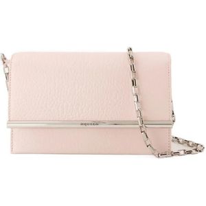 Alexander McQueen Clutches - Mini Cross Bar Purse - Leather - Pink/Silver in roze