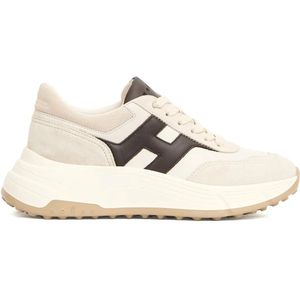 Hogan Low-Top Sneakers - H669 Hi Fi Leather Cam White H Brown Running Sneak in beige