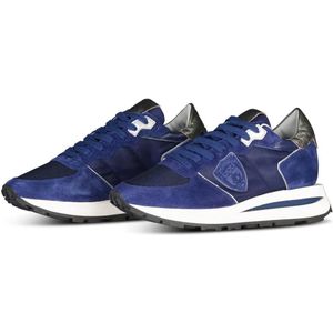 Philippe Model Low-Top Sneakers - Calf Leather Sneakers With Textured Accents in blauw
