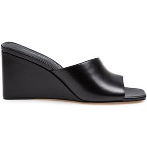 Michael Kors Sandalen - Black Merriam Wedge Leather Clogs in zwart