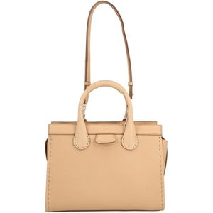 Chloé Shoppers & Totes - Edith Medium Zip Tote Bag Beige in bruin
