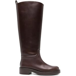 Stuart Weitzman Boots - Beige Vitello Leather Ankle Boots in zwart