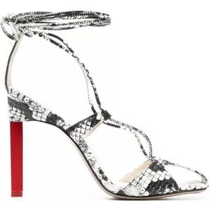 The Attico Sandalen - Adele 105Mm Snakeskin-Print Sandals in zilver