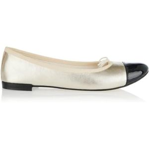 - Flora Cap-Toe Ballerina Ballet Flats in beige