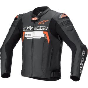 Alpinestars Missile V2 Ignition Lederkombijacke schwarz/weiß/fluorot 58 - Motorradbekleidung - Motorradjacken - Motorrad Lederjacken