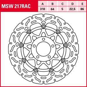 TRW Lucas Bremsscheibe RAC schwimmend MSW217RAC 310/64/86/5/22,5mm - Motorradteile - Bremsen - Motorrad Bremsscheiben