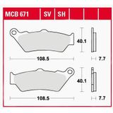 TRW Lucas Bremsbeläge Sintermetall Street MCB671SH 108,5x40,1x7,7mm - Motorradteile - Bremsen - Motorrad Bremsbeläge
