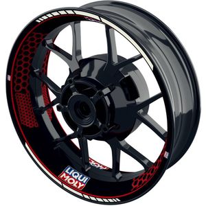One-Wheel Felgenaufkleber Liqui Moly Hexagon schwarz rot matt - Motorradteile - Reifen- & Felgen - Motorrad Felgenrandaufkleber