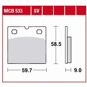TRW Lucas Bremsbeläge organisch MCB533 59,7x58,5x9mm - Motorradteile - Bremsen - Motorrad Bremsbeläge