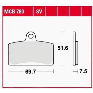 TRW Lucas Bremsbeläge organisch MCB780  69,7x51,6x7,5mm - Motorradteile - Bremsen - Motorrad Bremsbeläge