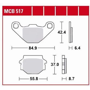 TRW Lucas Bremsbeläge organisch MCB517  84,9/55,8x42,4/37x6,4/8,7mm - Motorradteile - Bremsen - Motorrad Bremsbeläge