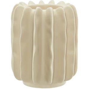 HOME STORY Teelichthalter  ¦ creme ¦ Steinzeug ¦ Maße (cm): H: 10  Ø: 8 Accessoires > Kerzen & Kerzenständer > Teelichthalter - Höffner
