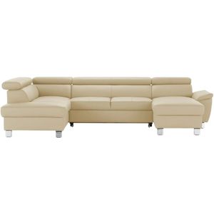 uno Wohnlandschaft aus Echtleder Avola ¦ beige ¦ Maße (cm): B: 315 H: 90 T: 208.0 Polstermöbel > Sofas > Schlafsofas - Höffner