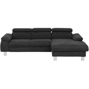 uno Ecksofa aus Velours Micky ¦ schwarz ¦ Maße (cm): B: 244 H: 72 T: 166.0 Polstermöbel > Sofas > Ecksofas - Höffner