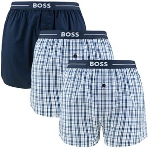 Hugo Boss - BOSS 3-pack wijde boxershorts check blauw II - Heren